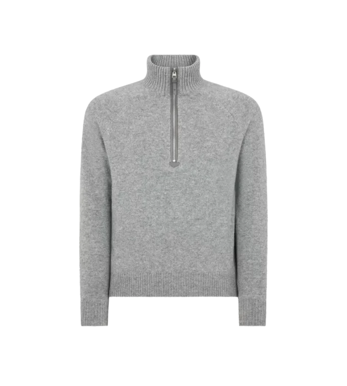 Pull demi-zip en cachemire et laine d&rsquo;agneau