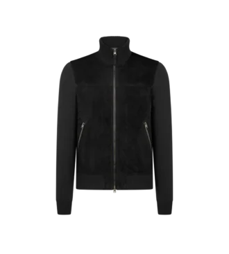 Pull en laine zippé avec devant en daim