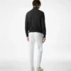 Pull en laine zippé avec devant en daim