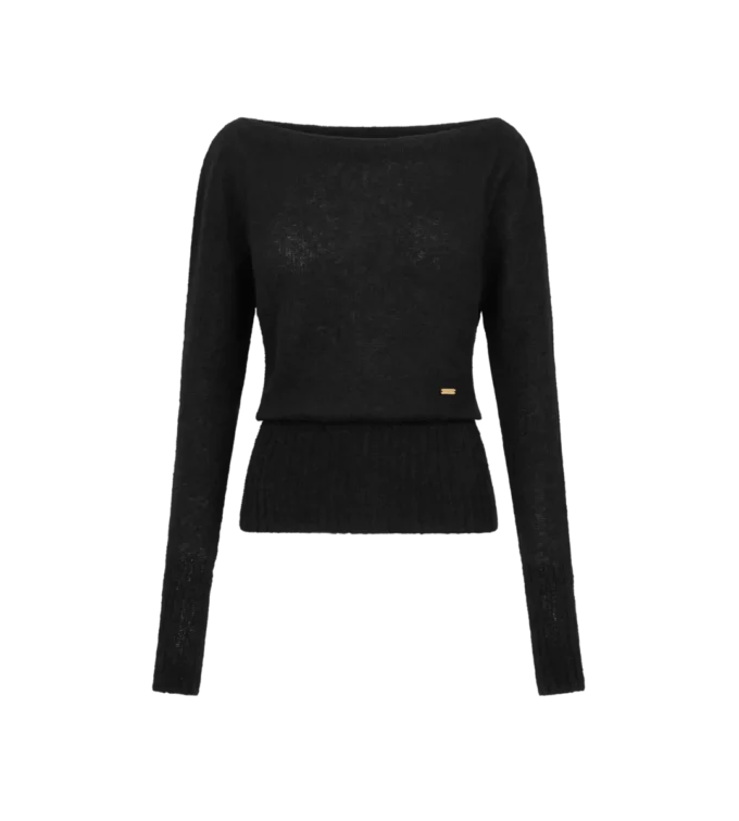 Pull à manches longues et encolure bateau avec plaque métallique Tom Ford