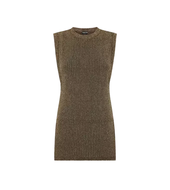 Pull sans manches à col rond et fentes latérales