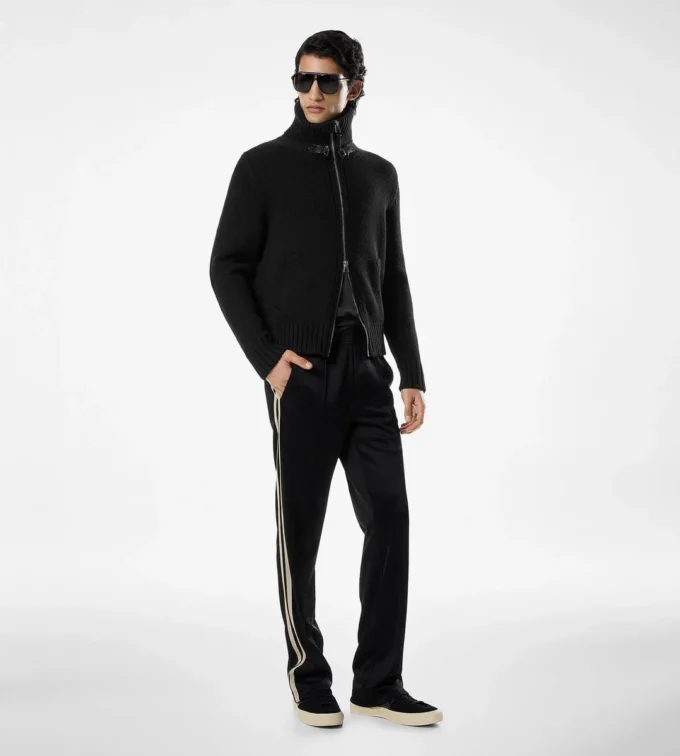 Pull zippé en laine mérinos