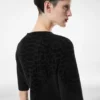 Robe à col rond en soie chenille gaufrée python Robe à col rond en soie chenille gaufrée python