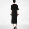 Robe à col rond en soie chenille gaufrée python Robe à col rond en soie chenille gaufrée python