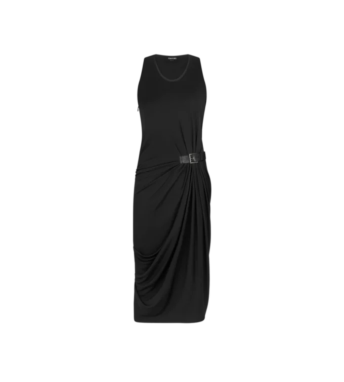 Robe débardeur avec détails en cuir