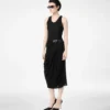 Robe débardeur avec détails en cuir