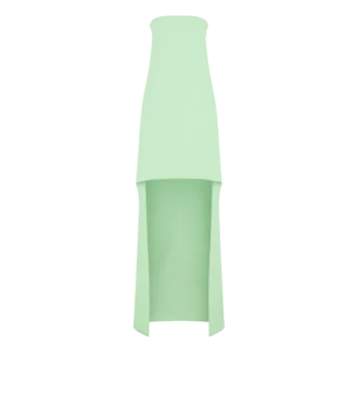 Robe de cocktail asymétrique sans bretelles en double georgette de soie stretch