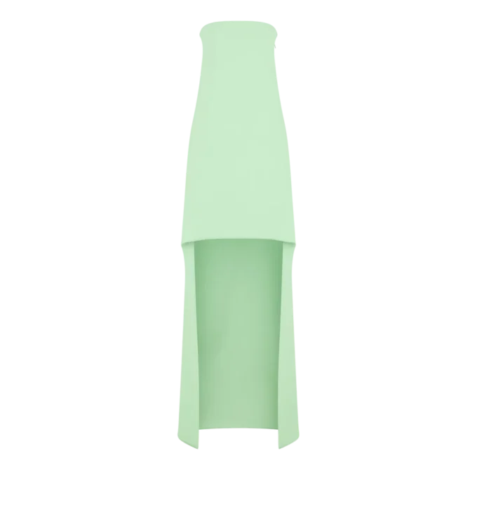 Robe de cocktail asymétrique sans bretelles en double georgette de soie stretch Robe de cocktail asymétrique sans bretelles en double georgette de soie stretch