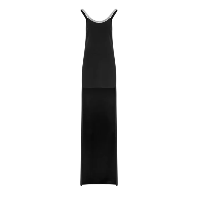Robe de cocktail asymétrique sans manches avec broderies en cristaux Robe de cocktail asymétrique sans manches avec broderies en cristaux