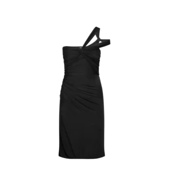 Robe de cocktail asymétrique à torsade sur le devant