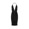 Robe de cocktail à col en V avec détail drapé en cascade sur le devant