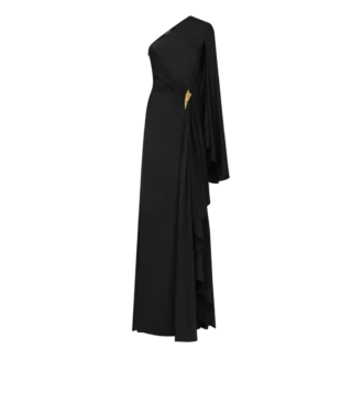 Robe de soirée asymétrique avec cape et détails métalliques Liza