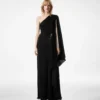 Robe de soirée asymétrique avec cape et détails métalliques Liza Robe de soirée asymétrique avec cape et détails métalliques Liza
