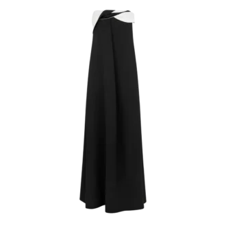 Robe de soirée asymétrique drapée en crêpe satiné