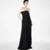 Robe de soirée asymétrique drapée en crêpe satiné