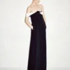 Robe de soirée asymétrique drapée en crêpe satiné
