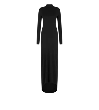 Robe de soirée asymétrique à manches longues et dos torsadé