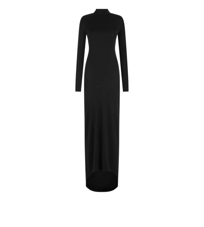 Robe de soirée asymétrique à manches longues et dos torsadé Robe de soirée asymétrique à manches longues et dos torsadé