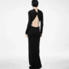 Robe de soirée asymétrique à manches longues et dos torsadé Robe de soirée asymétrique à manches longues et dos torsadé
