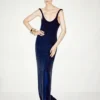 Robe de soirée asymétrique sans manches en soie brodée de paillettes Robe de soirée asymétrique sans manches en soie brodée de paillettes