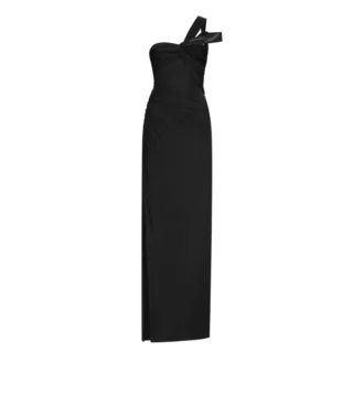 Robe de soirée asymétrique à torsade sur le devant