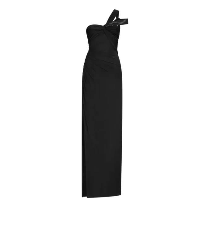 Robe de soirée asymétrique à torsade sur le devant