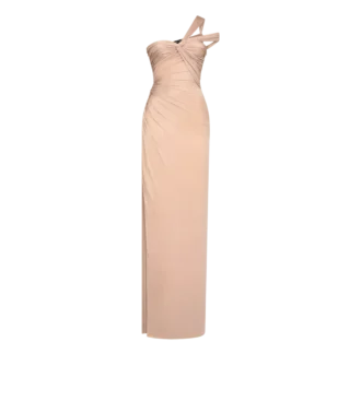 Robe de soirée asymétrique à torsade sur le devant