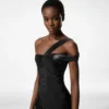 Robe de soirée asymétrique à torsade sur le devant