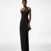 Robe de soirée asymétrique à torsade sur le devant