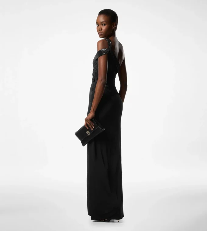 Robe de soirée asymétrique à torsade sur le devant