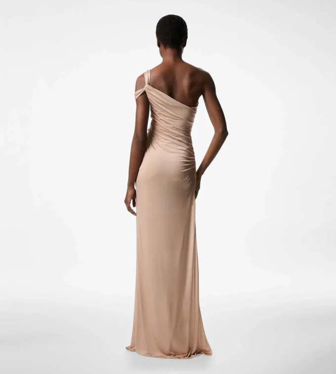 Robe de soirée asymétrique à torsade sur le devant