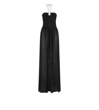 Robe de soirée avec cordons et découpes