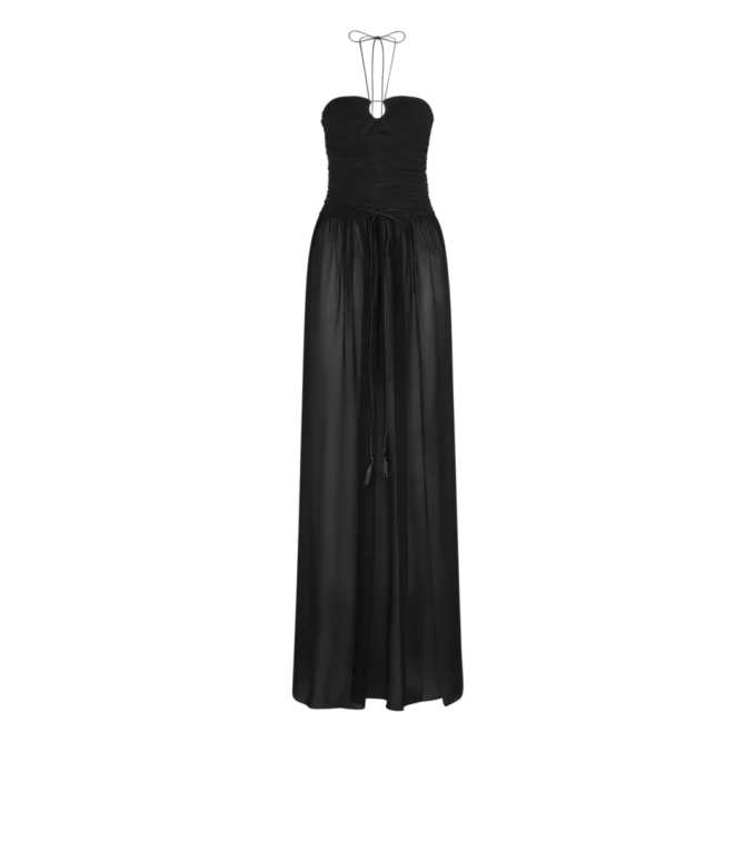 Robe de soirée avec cordons et découpes