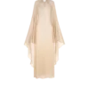Robe de soirée avec encolure en trou de serrure et cape asymétrique