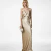 Robe de soirée à broderies de paillettes, encolure en V et découpes Robe de soirée à broderies de paillettes, encolure en V et découpes