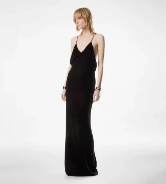 Robe de soirée à col en V et découpes