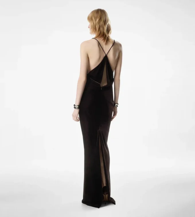 Robe de soirée à col en V et découpes