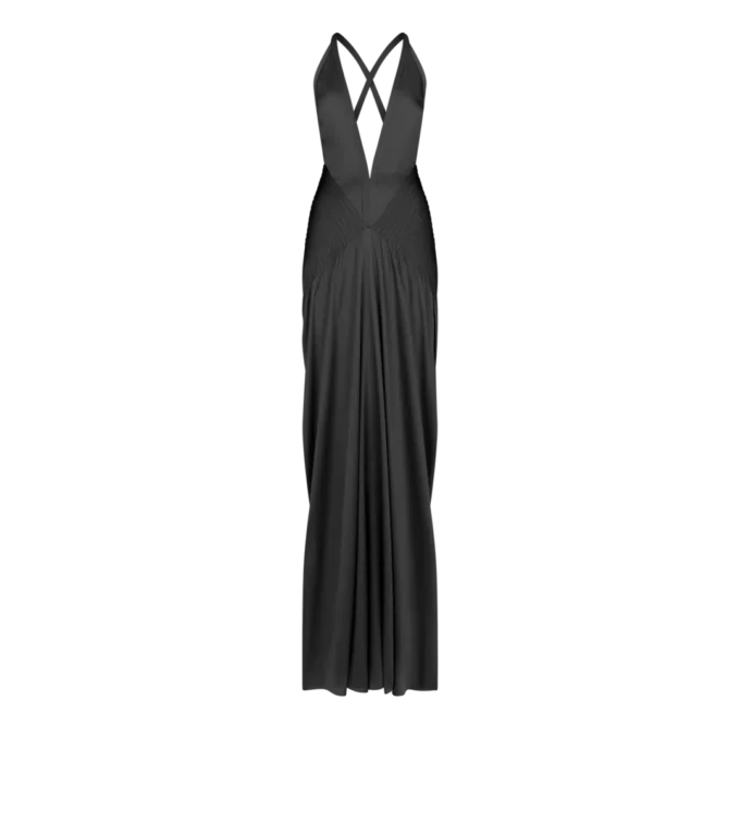 Robe de soirée dos nu à encolure en V profonde et fentes latérales Robe de soirée dos nu à encolure en V profonde et fentes latérales