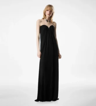 Robe de soirée drapée sans bretelles
