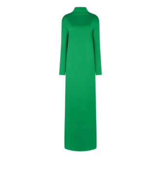 Robe de soirée droite à col montant en crêpe brillant