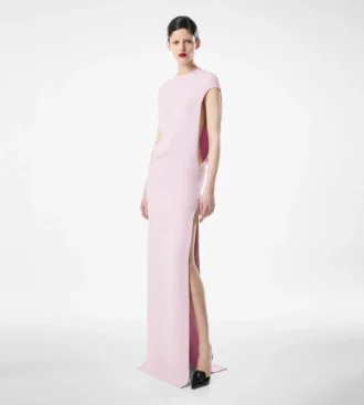 Robe de soirée en double georgette de soie stretch