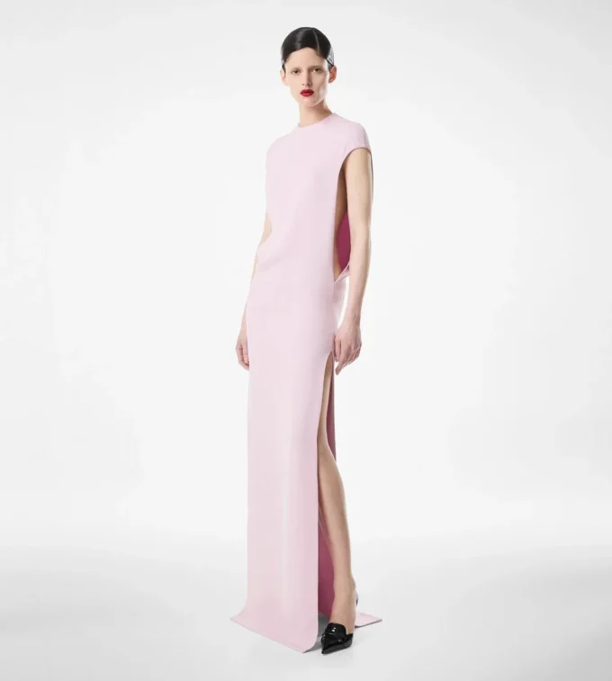 Robe de soirée en double georgette de soie stretch Robe de soirée en double georgette de soie stretch