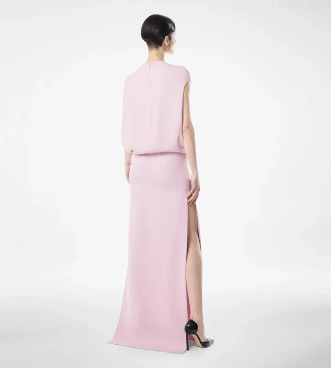 Robe de soirée en double georgette de soie stretch Robe de soirée en double georgette de soie stretch