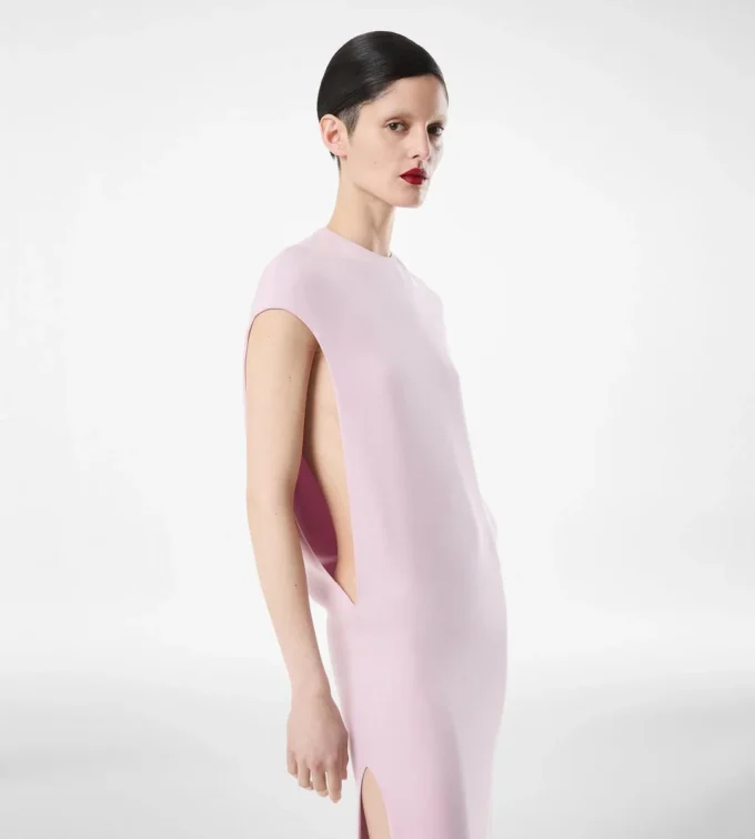 Robe de soirée en double georgette de soie stretch Robe de soirée en double georgette de soie stretch
