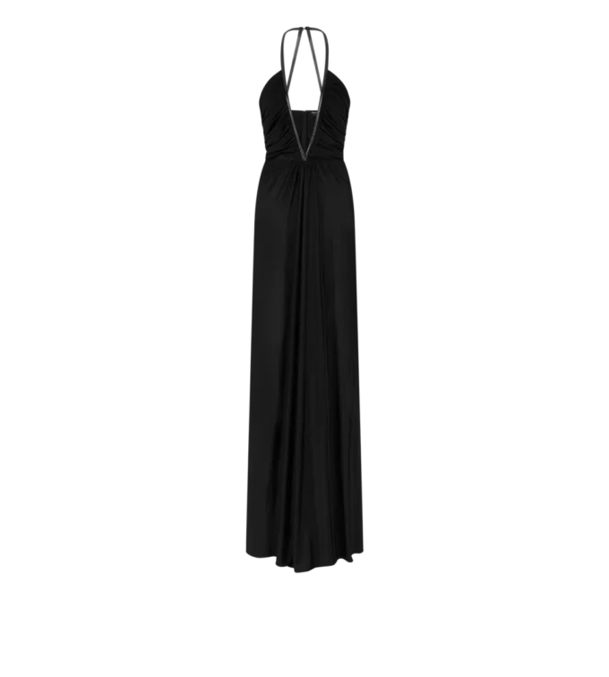 Robe de soirée en jersey stretch à encolure en V profonde