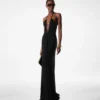 Robe de soirée en jersey stretch à encolure en V profonde