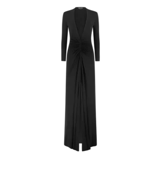 Robe de soirée en jersey stretch Sable&rsquo; à décolleté plongeant en V