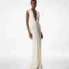Robe de soirée en jersey stretch Sable&rsquo; à décolleté plongeant en V