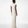 Robe de soirée en jersey stretch Sable&rsquo; à décolleté plongeant en V