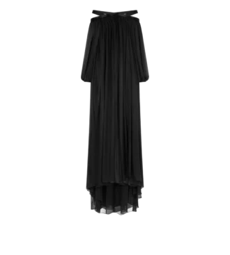 Robe de soirée en mousseline de soie brodée à épaules dénudées